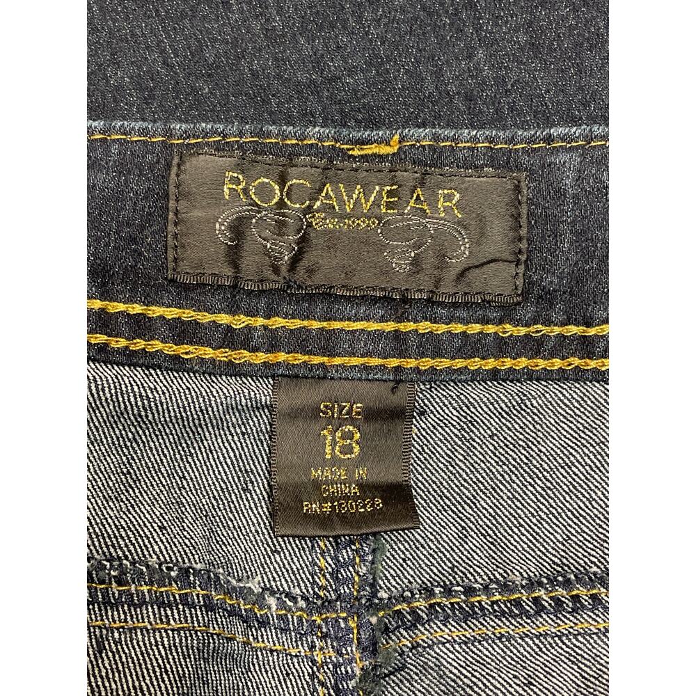 RocaWear Denim Plus Size Shorts,‎ Dark Wash, Shiny Embellished pockets, Size 18 - Picture 4 of 5